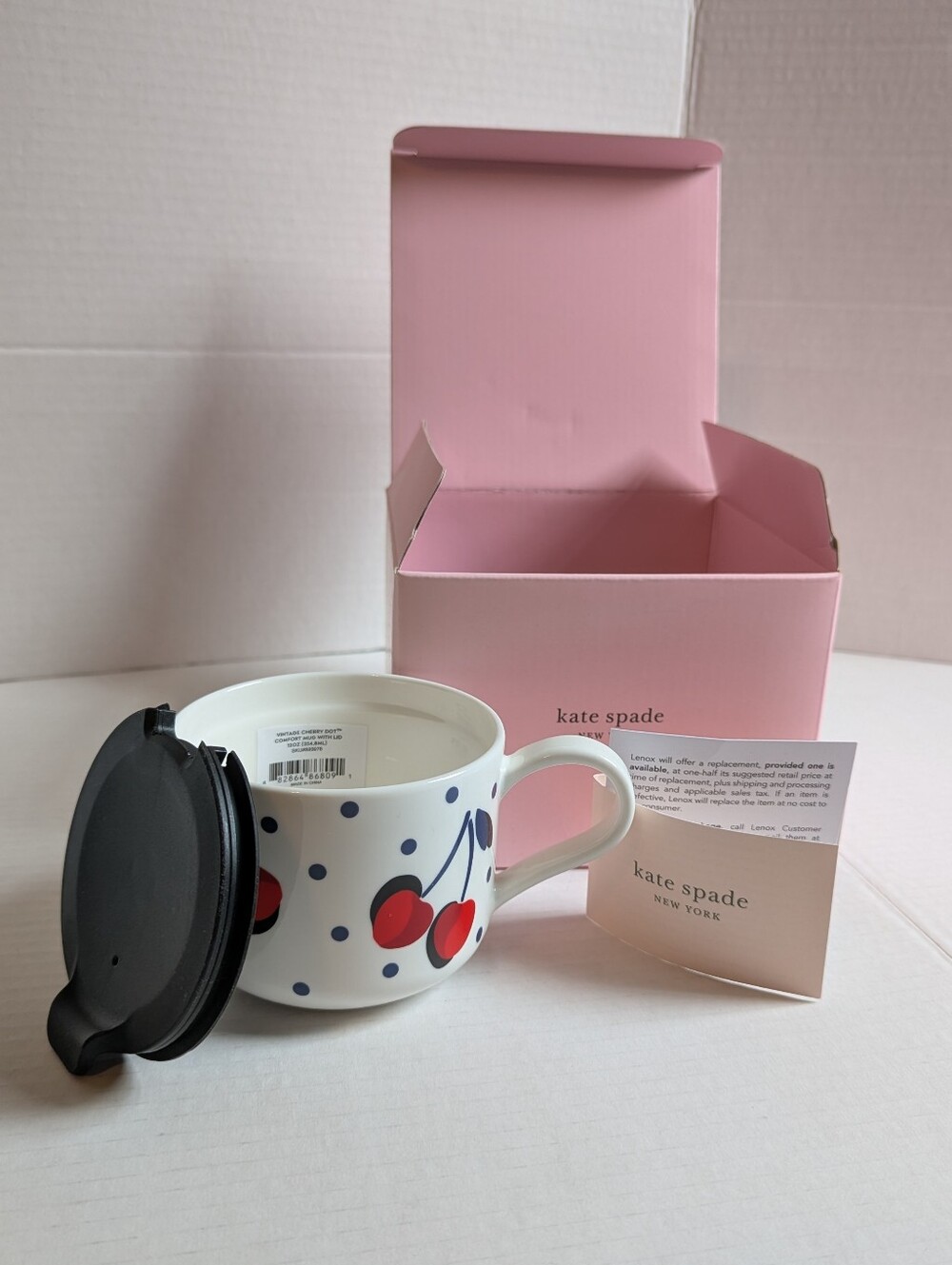 Kate Spade x Lenox Vintage Cherry Dot Comfort Mug with Lid